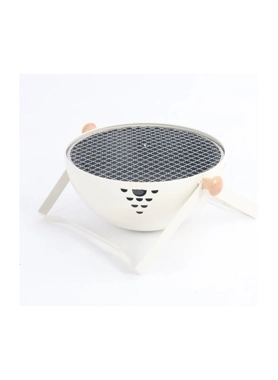 Living Accents - Efficient Airflow System Portable Barbeque Grill with Wooden Handle White 15 x 31 x 33 cm