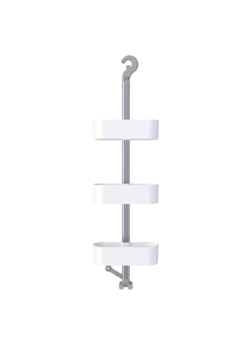 Primanova - 3-Shelves Adjustable Hook Bath Shelf White and Silver 25 x 8.5 x 7.5 cm