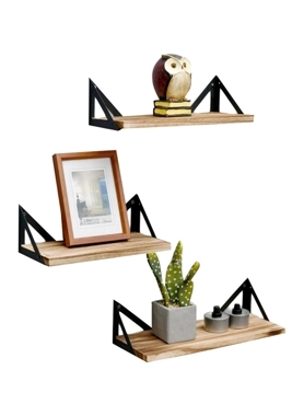 HONEYBEE WALL SHELVE SET 3PC RUSTIC WOOD