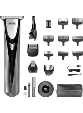 Wahl - Elite 8-in-1 Compact Men's Full Body Multigroomer Silver and Black 22 x 6.5 x 14 cm
