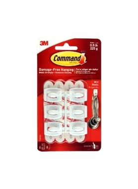 COMMAND 6PCS MINI HOOKS WITH 8STRIPS WHT