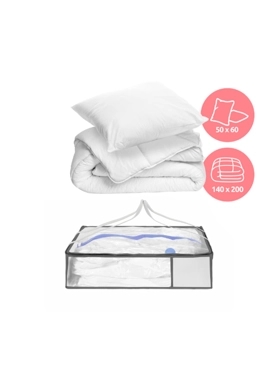 COMPACTOR - Soft and Luxurious Twin Duvet Inner with Pillow Set White 65 x 45 x 15 cm