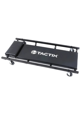 Tactix - Heavy Duty Powder Coated Steel Frame 4-Caster Creeper Black 12 x 42.5 x 91 cm