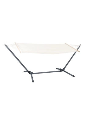 Living Accents - Single Seater Sturdy Metal Frame Portable Lightweight Patio Hammock Beige and Black