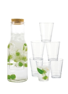 BIEN SERVI BEVERAGE SET 7PC BLUE LEAVES
