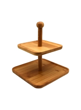 B.S SNACK STAND 2LAYER 20X20X23CM BAMBOO