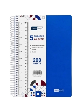 Leeno - 200-Sheet 5-Subject A4 Size Spiral Notebook Multicolour 1 x 26 x 36 cm