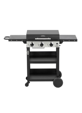 Big Horn - 3-Burners Plancha Gas Grill with Trolley Black and Silver 92 x 128 x 48 cm