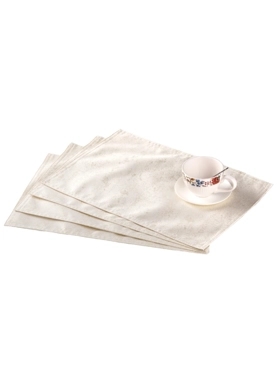 Reve - Patterned Elegant Rectangular Placemat White and Gold 33 x 48 cm