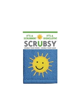 MuKitchen - Sunshine Scrubsy Scrubber Dish Cloth Blue and Yellow 12 x 12 Inch