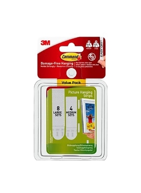 COMMAND 12PC PICTURE HANG STRIPS SET WHT