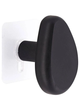 Tendance - Wall Mounted Pebble-Shaped Big Polyresin Hook Black 5.2 x 5.5 x 7.5 cm