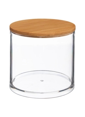Five Simply Smart - Selena Elegant Design Round Cotton Box Clear and Brown 9.6 x 9.7 x 9.7 cm
