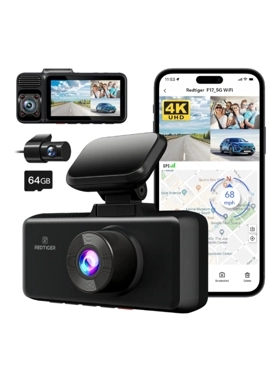 Red Tiger - 4K 3-Channel 5G WiFi Dash Cam for Cars Black 3 Inch