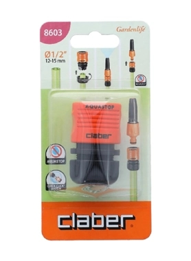 CLABER HOSE CPLNG 2/5CM CARD W/AQUA STOP