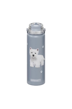 E&S Pets - Double Wall Vacuum Insulation Westie Printed Water Bottle Grey 24 oz