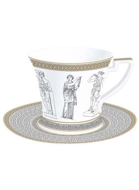 Easy Life - High Quality Palladium Porcelain Cup and Saucer White and Black 180ml