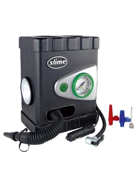 Slime - 12 V Deluxe All-Purpose Analog Tyre Inflator with LED Light Black 65 cm