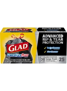 GLAD TRASH BAG 113.5L 25PK BLACK