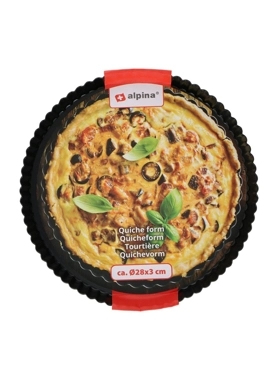 Alpina - Quiche Form Aluminum Round Tart Baking Pan Black 3 x 28 x 28 cm