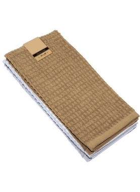 RIVIERA 2PC KTCHN TOWEL 100% CTN BEIGE