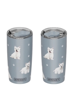 E&S Pets - Double-Wall Vacuum Insulated Westie Printed Serengeti Tumbler Grey 20 oz