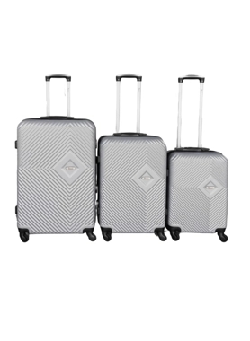 I-Travel - 3-Piece Prism Zipper Closure ABS Trolley Set Silver 74 x 29 x 52 cm