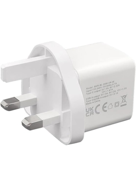 BAYKRON WALL CHARGER W/USB C&A 20W WHT