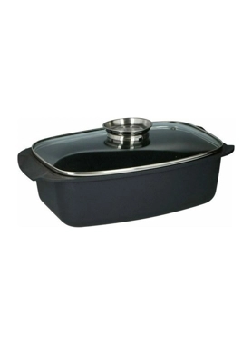 Alpina - Aluminium Roaster with Glass Lid Black and Clear 5.5 Liter