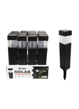 DIAMOND VISIONS - Modern Decorative Rectangular Solar Powered Path Light Black 15.24 x 2 x 5.5 cm