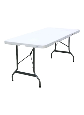 Living Accents - Plastic Molded Folding Table White and Black 74 x 152 x 74 cm