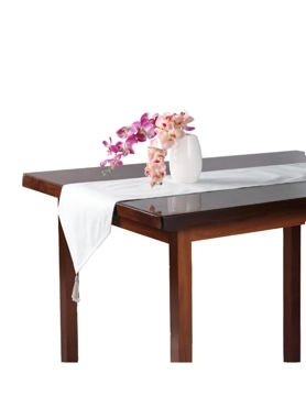 Reve - Plain Elegant Rectangular Table Runner White 33 x 180 cm