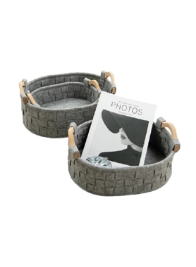 HONEYBEE STORAGE BASKET SET 3PCS GREY