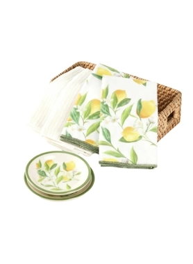 Reve - 4-Piece Lemon Printed Microfiber Kitchen Towel Multicolour 40 x 48 cm