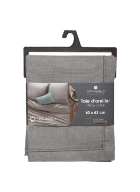SQUARE PILLOW CASE GREY 63X63CM