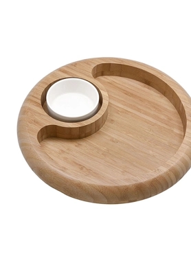 B.S SERVNG PLTE W/CERAMICBOWL 31CM BMBOO