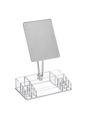 Five Simply Smart - Selena 14-Compartment Makeup LED Mirror Organizer Clear 38 x 16.4 x 28.2 cm