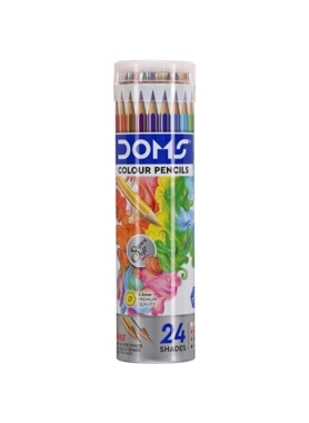 DOMS 24 COLOR PENCILS IN ROUND TIN