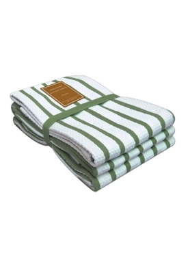 RIVIERA 3PC KTCHN TOWEL 100% CTN GREEN