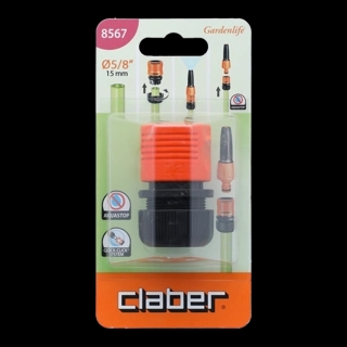 Claber - Gardenlife Quick Connecting Perfectly Water-Tight Aqua Stop Hose Coupling Black and Orange 5/8inch