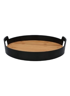 FELLI SERVING TRAY & ROUND BAMBOO BOARD