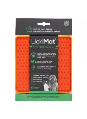 LICKIMAT MINI TUFF SOOTHER DOGFEEDR ORNG