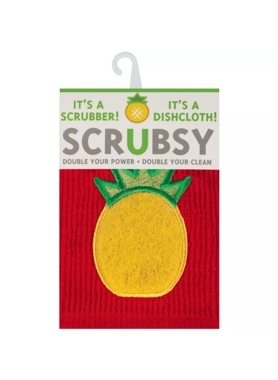 MuKitchen - Pineapple Scrubsy Scrubber Dish Cloth Red and Yellow 12 x 12 Inch