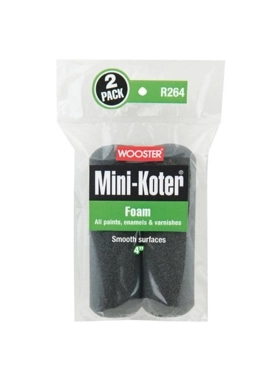 Wooster - 2-Piece Mini-Koter High Capacity Foam Paint Roller Cover Black 4 Inch