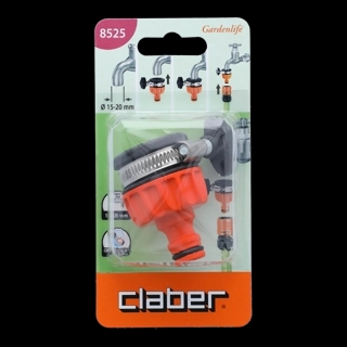 Claber - High Quality Perfectly Watertight Automatic Quick-Click Smooth Tap Connector Orange and Black 15-20mm