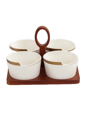 BIEN SERVI 4PCS SNACK BOWL W/BAMBOO TRAY