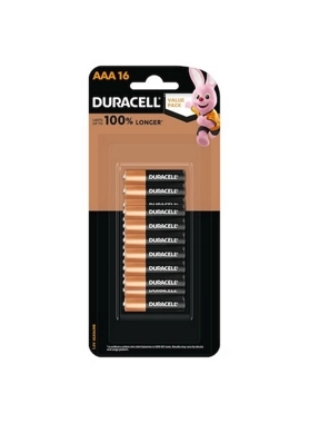 DURACELL 16PC 1.5V AAA ALKALINE BATTERIE