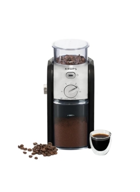 Krups - 110W Professional-Quality Sleeky Designed Expert Burr Coffee Grinder Black and Silver 200g