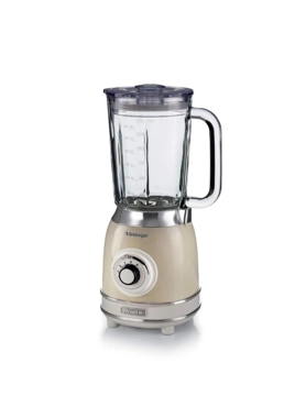 Ariete - 1000W Vintage Glass Blender with 2 Mill Beige and Clear 1.5 Liter