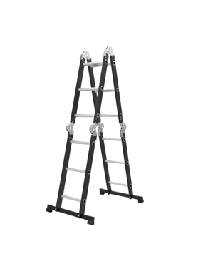 Traitools - Multi-Functional Aluminum Ladder Black and Silver 34 x 24.5 x 91 cm